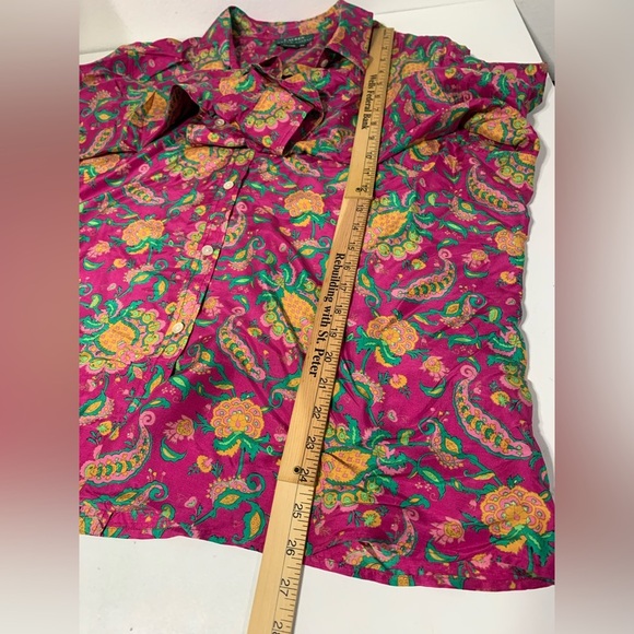 Ralph Lauren 100% Silk Floral Paisley Print Long Sleeve Blouse Shirt 2X Women - Picture 7 of 7